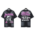 New Trendy American Style H Hell Star Series Printed Pure Cotton Casual Unisex Vintage Washed Loose Short-Sleeve T-Shirt