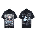 New Trendy American Style H Hell Star Series Printed Pure Cotton Casual Unisex Vintage Washed Loose Short-Sleeve T-Shirt
