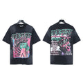 New Trendy American Style H Hell Star Series Printed Pure Cotton Casual Unisex Vintage Washed Loose Short-Sleeve T-Shirt