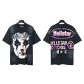 New Trendy American Style H Hell Star Series Printed Pure Cotton Casual Unisex Vintage Washed Loose Short-Sleeve T-Shirt
