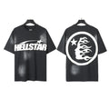 New Trendy American Style H Hell Star Series Printed Pure Cotton Casual Unisex Vintage Washed Loose Short-Sleeve T-Shirt