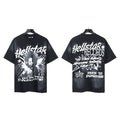 New Trendy American Style H Hell Star Series Printed Pure Cotton Casual Unisex Vintage Washed Loose Short-Sleeve T-Shirt