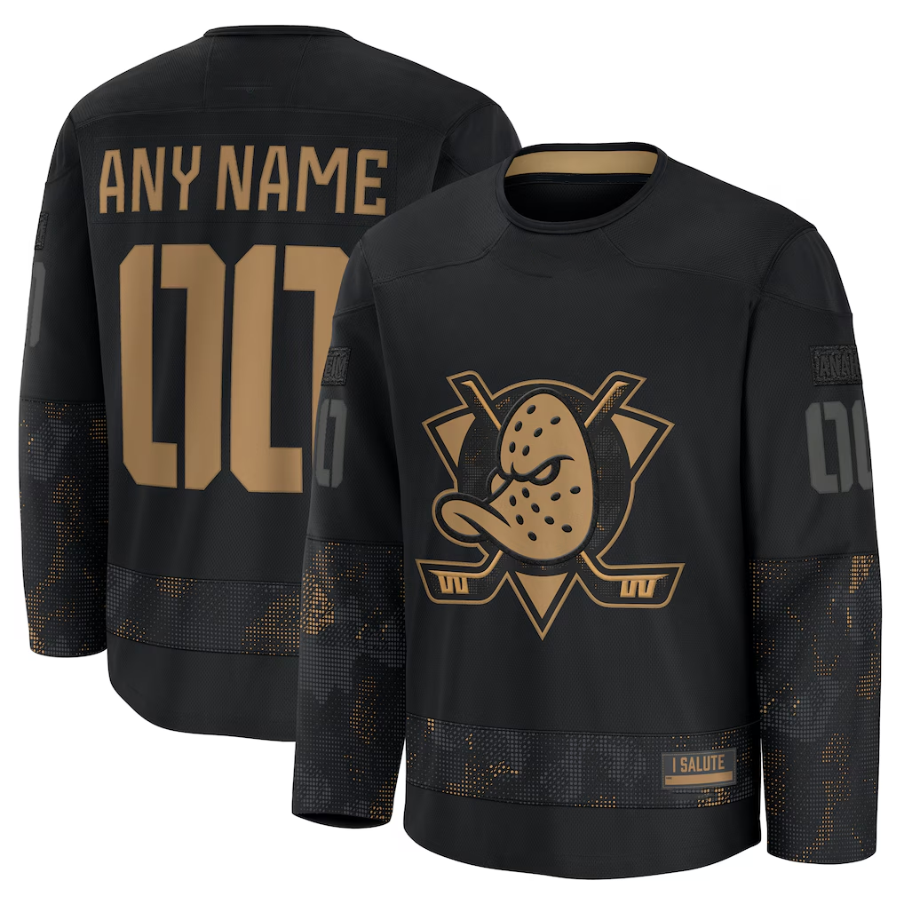 Newshops Custom A.Ducks Black 2024 Military Appreciation Practice Jerseys