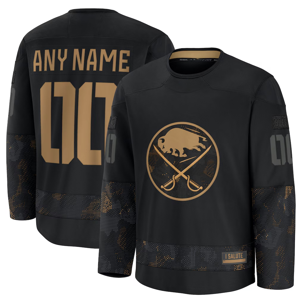 Newshops Custom B.Sabres Black 2024 Military Appreciation Practice Stitched Jerseys