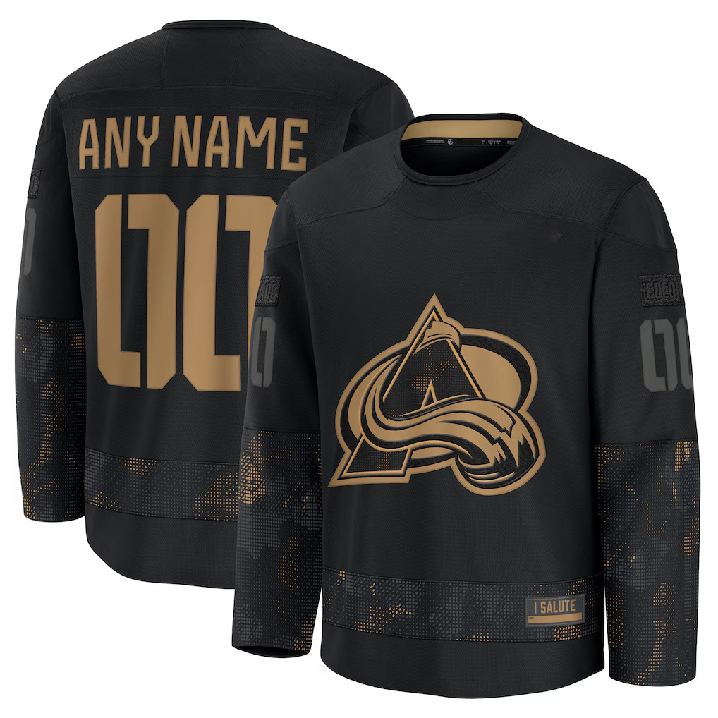 Newshops Custom C.Avalanche Black 2024 Military Appreciation Practice Jerseys