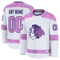 Newshops Custom C.Blackhawks White 2024 Hockey Fights Cancer Practice Jerseys
