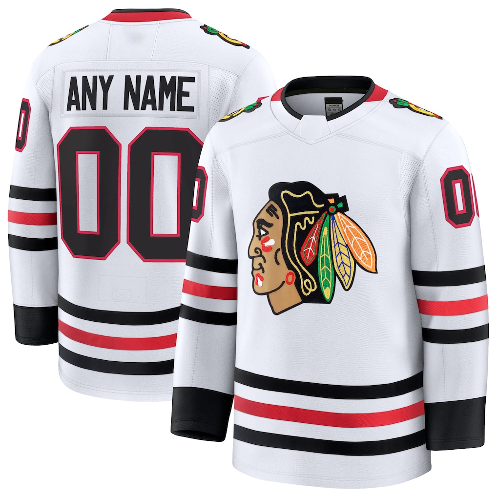 Newshops Custom C.Blackhawks White Away Premium Jerseys