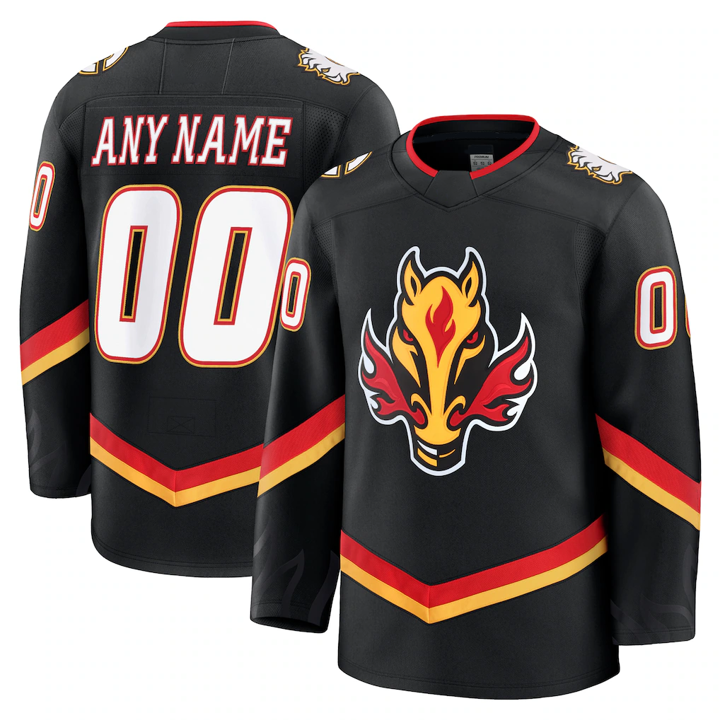 Newshops Custom C.Flames Black Alternate Premium Jerseys
