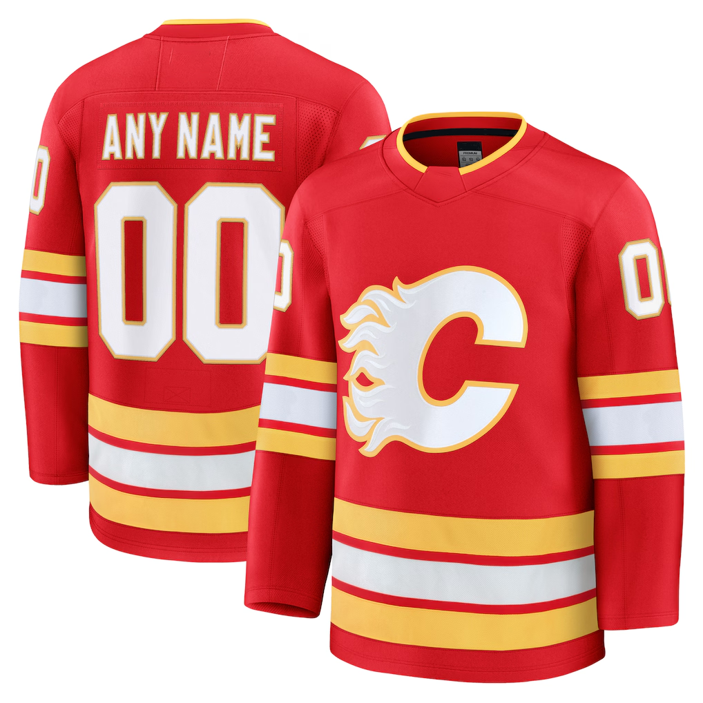 Newshops Custom C.Flames Red Home Premium Jerseys