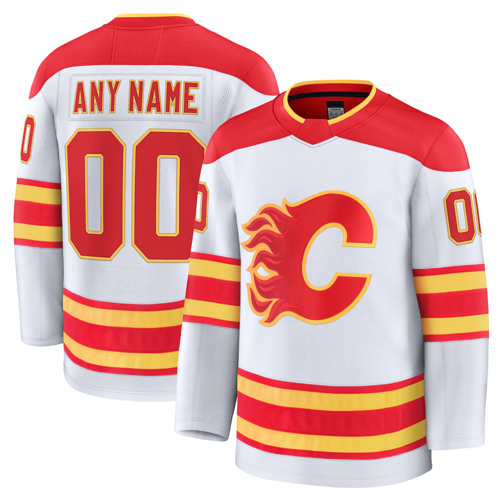 Newshops Custom C.Flames White Away Premium Jerseys