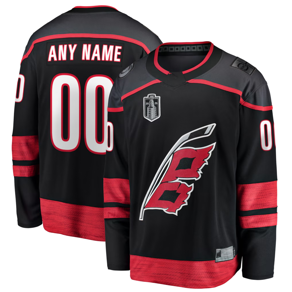 Newshops Custom C.Hurricanes Black 2026 Stanley Cup Champions Home Breakaway Custom Stitched Jerseys