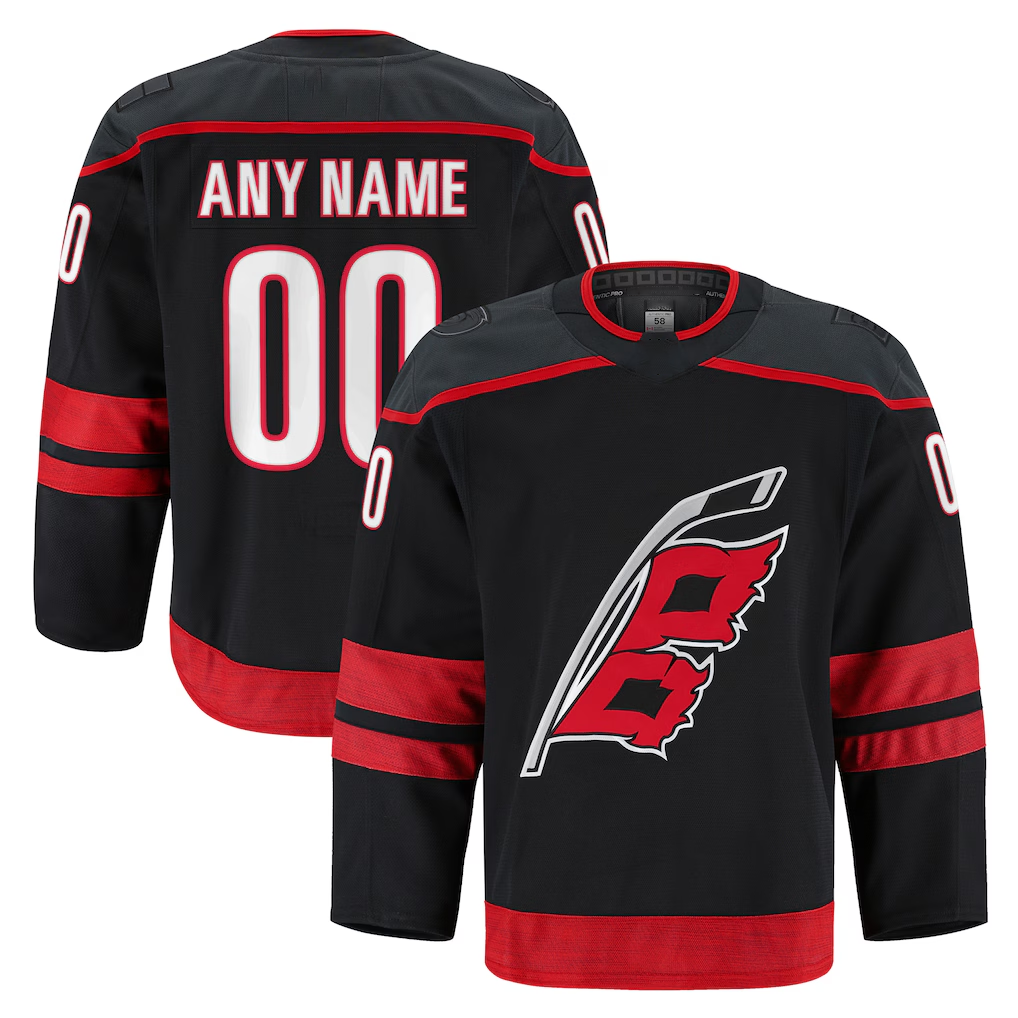 Newshops Custom C.Hurricanes Black Home Authentic Pro Stitched Jerseys