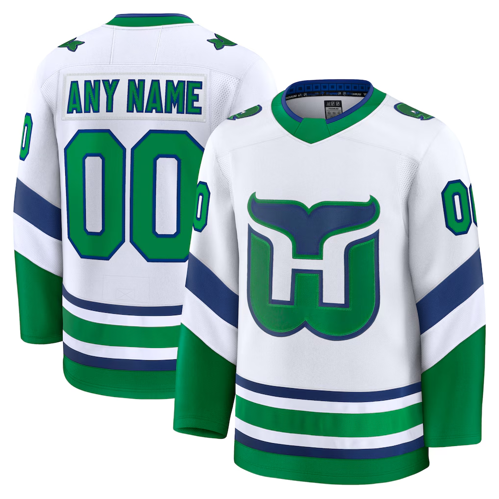 Newshops Custom C.Hurricanes White Throwback Premium Stitched Jerseys