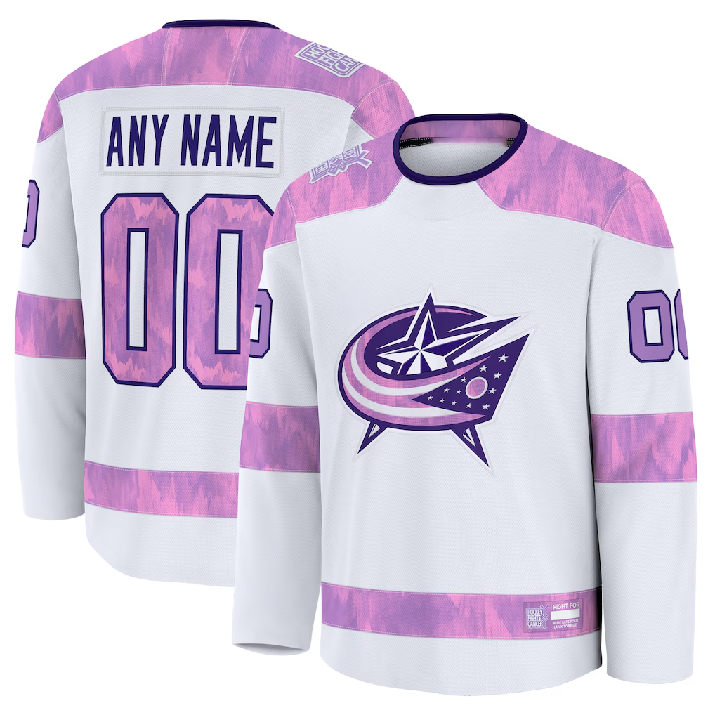 Newshops Custom CB.Jackets White 2024 Hockey Fights Cancer Practice Jersey