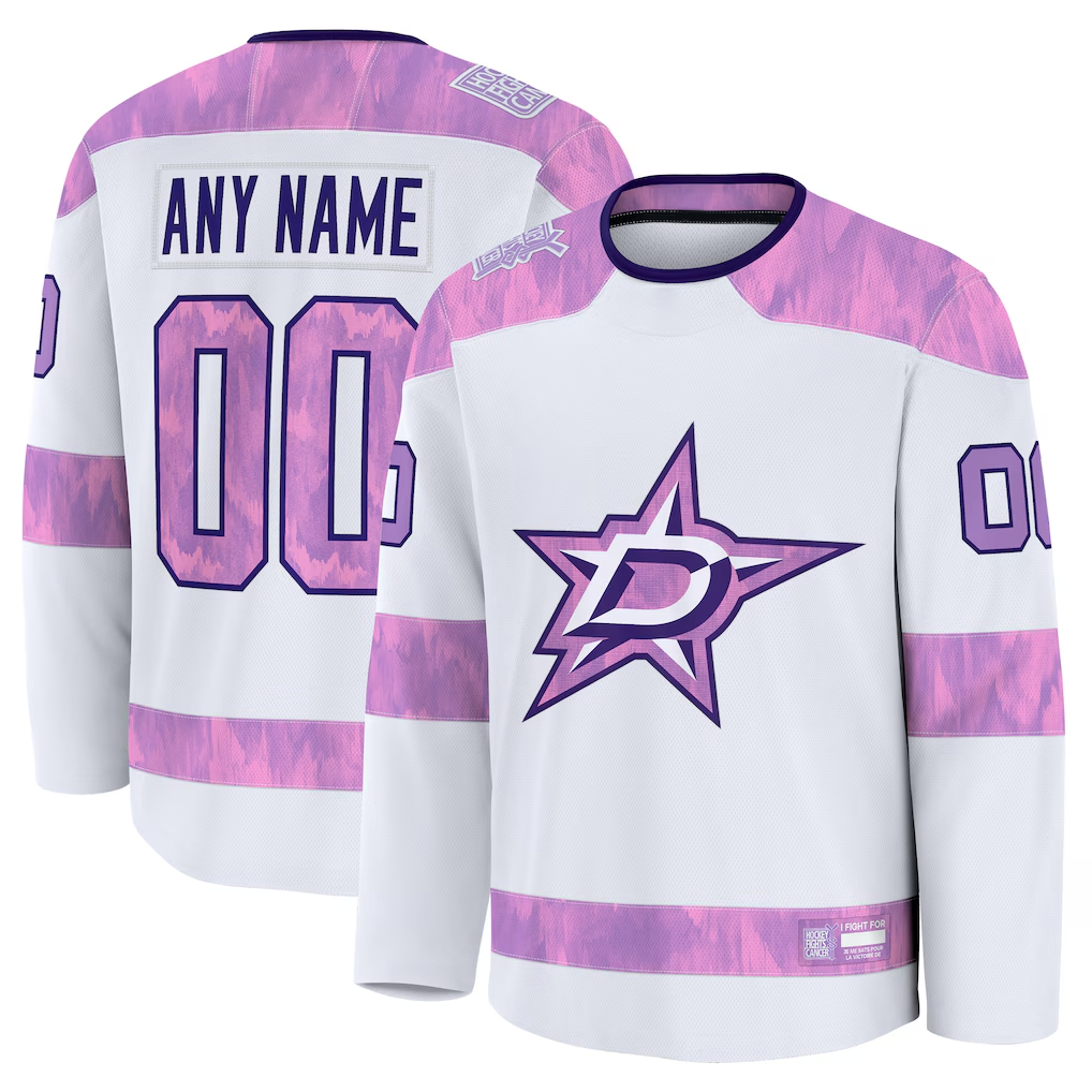 Newshops Custom D.Stars White 2024 Hockey Fights Cancer Practice Jerseys