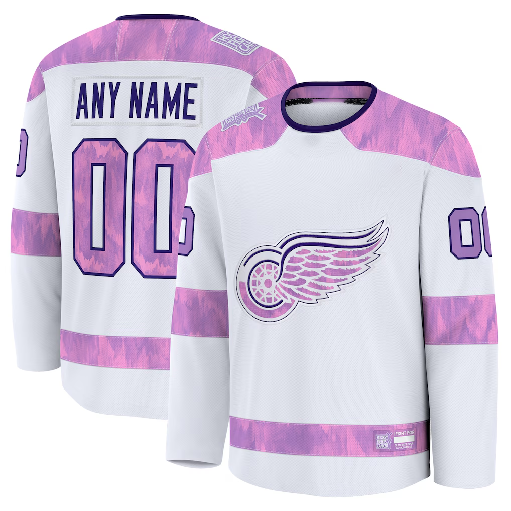 Newshops Custom DR.Wings White 2024 Hockey Fights Cancer Practice Jerseys