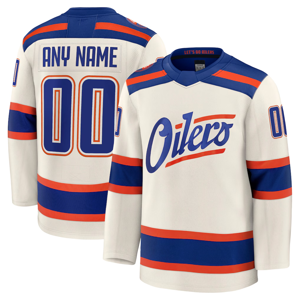 Newshops Custom E.Oilers Light Beige Alternate Premium Jerseys