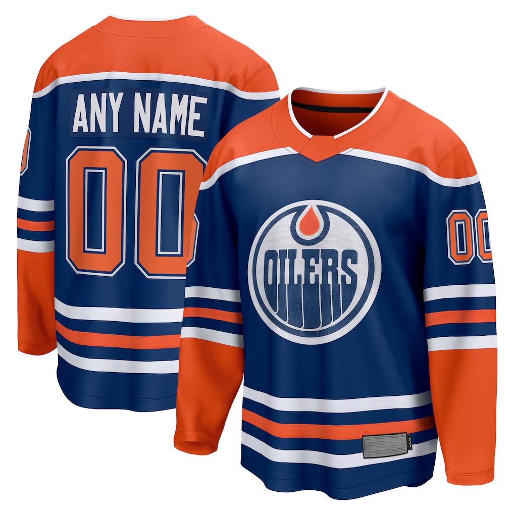 Newshops Custom E.Oilers Royal Home Breakaway Jerseys