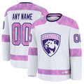 Newshops Custom F.Panthers White 2024 Hockey Fights Cancer Practice Jerseys