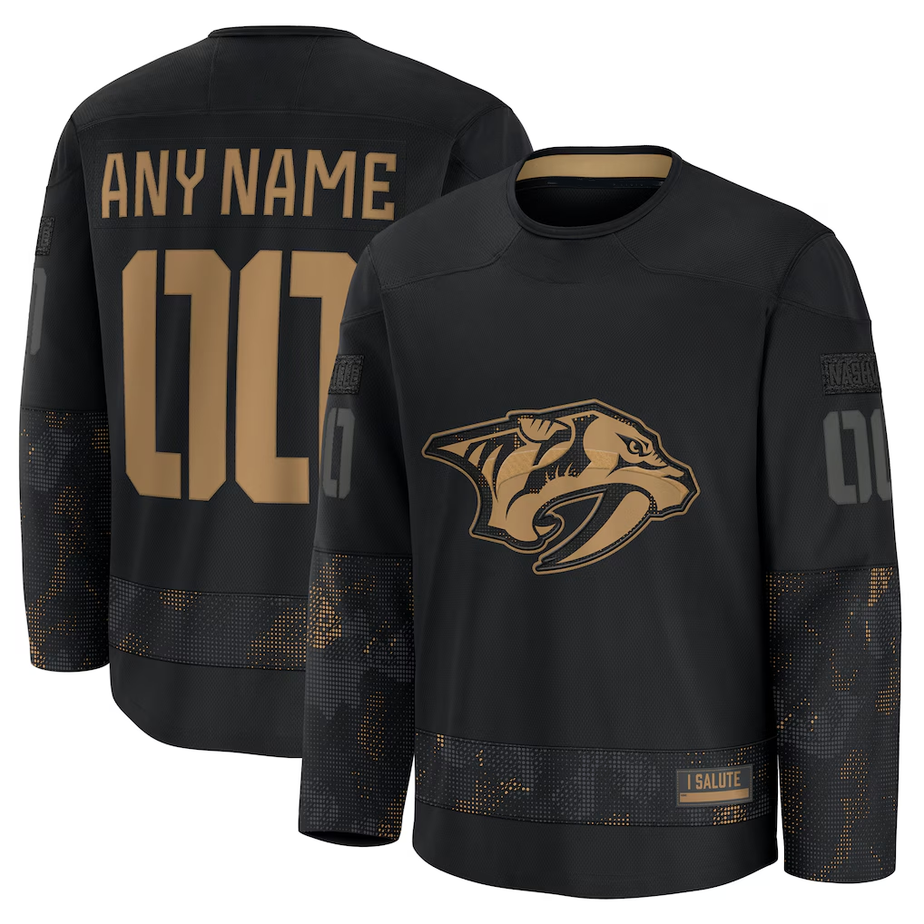 Newshops Custom N.Predators Black 2024 Military Appreciation Practice Jerseys