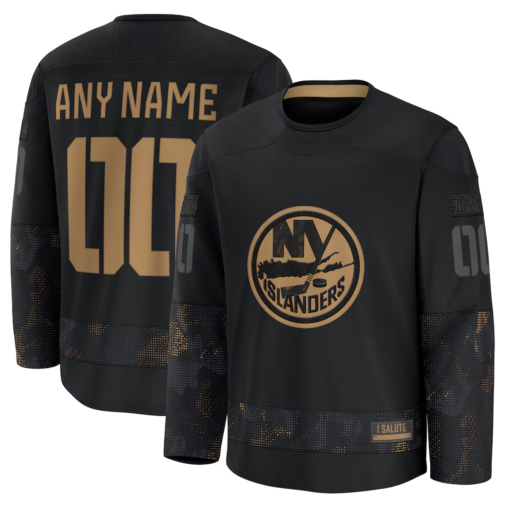 Newshops Custom NY.Islanders Black 2024 Military Appreciation Practice Jerseys