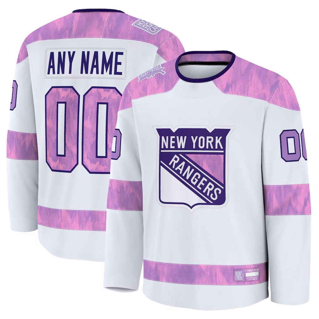 Newshops Custom NY.Rangers White 2024 Hockey Fights Cancer Practice Jerseys