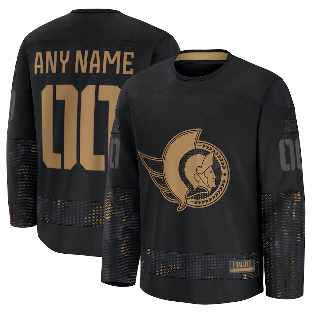 Newshops Custom O.Senators Black 2024 Military Appreciation Practice Jerseys