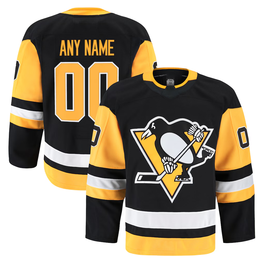 Newshops Custom P.Penguins Black Home Authentic Pro Jerseys
