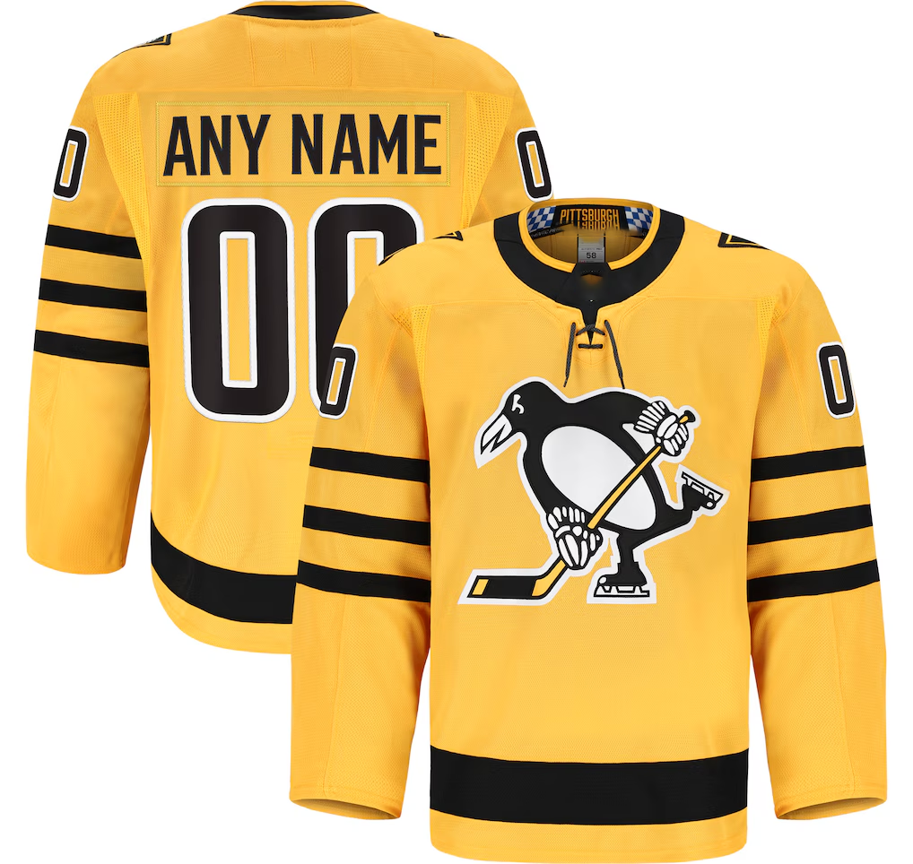 Newshops Custom P.Penguins Gold Alternate Authentic Pro Jerseys