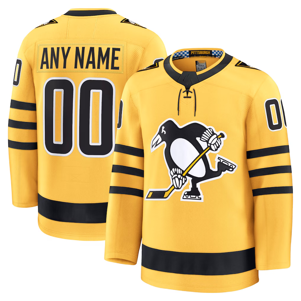 Newshops Custom P.Penguins Gold Alternate Premium Jerseys