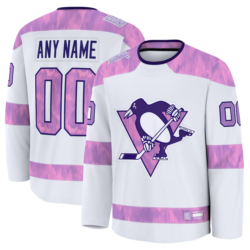 Newshops Custom P.Penguins White 2024 Hockey Fights Cancer Jerseys