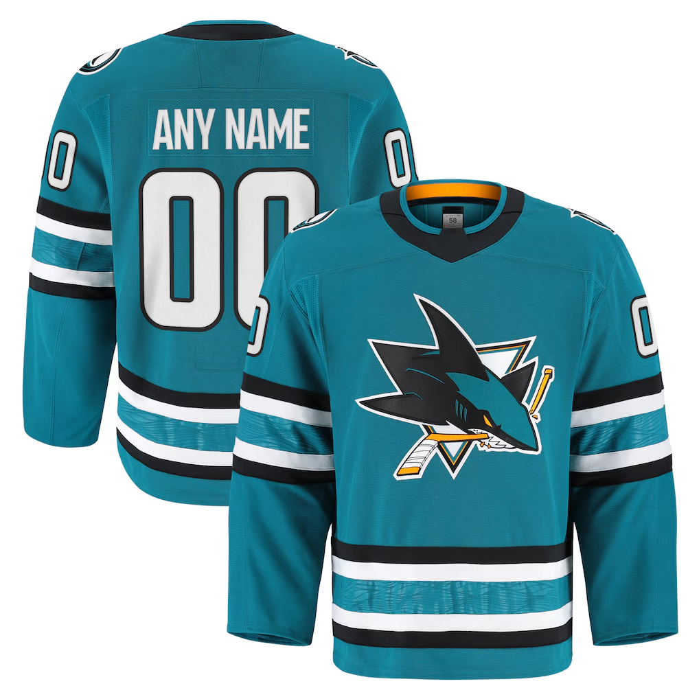 Newshops Custom SJ.Sharks Teal Home Authentic Pro Jerseys