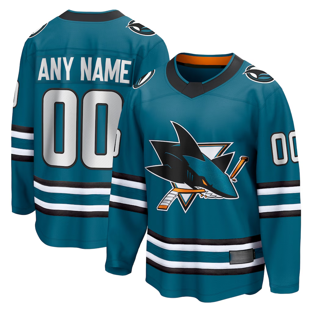 Newshops Custom SJ.Sharks Teal Home Breakaway Jerseys