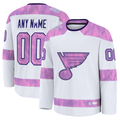Newshops Custom SL.Blues White 2024 Hockey Fights Cancer Practice Jerseys
