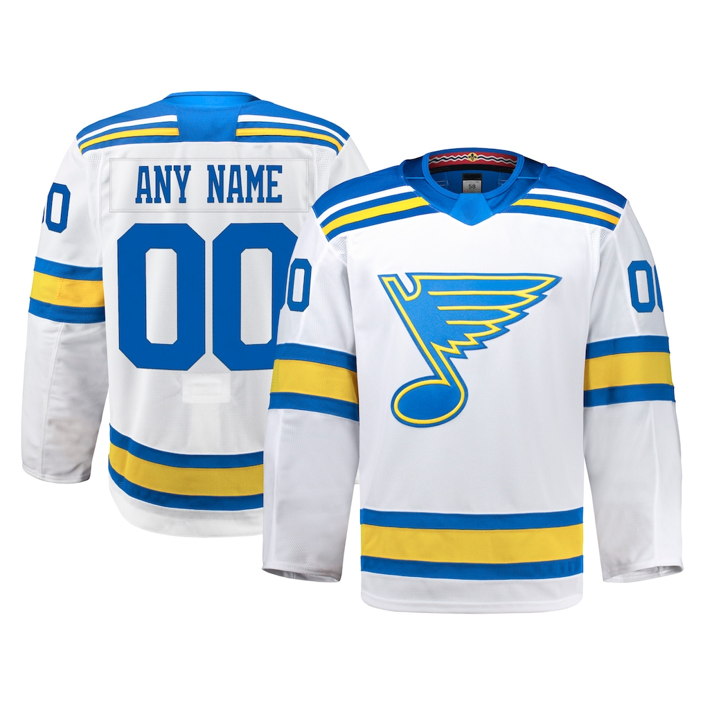 Newshops Custom SL.Blues White Away Authentic Pro Jerseys