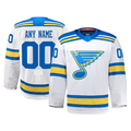 Newshops Custom SL.Blues White Away Authentic Pro Jerseys