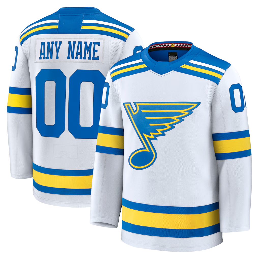 Newshops Custom SL.Blues White Away Premium Jerseys