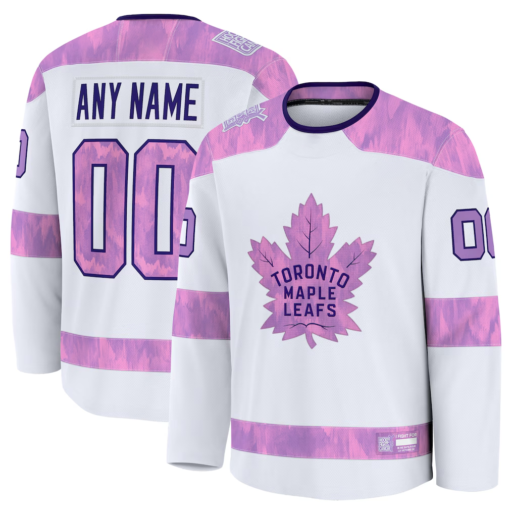 Newshops Custom TM.Leafs White 2024 Hockey Fights Cancer Practice Jerseys
