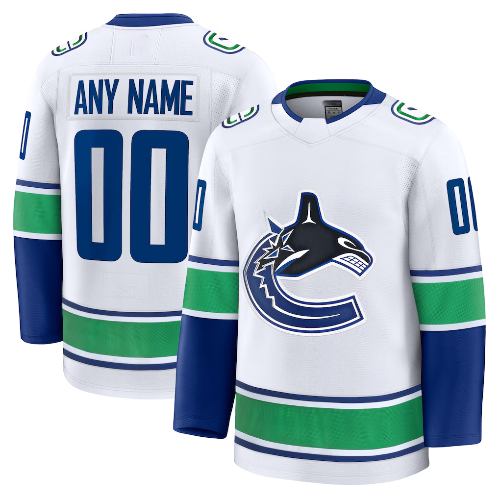 Newshops Custom V.Canucks White Away Premium Jerseys