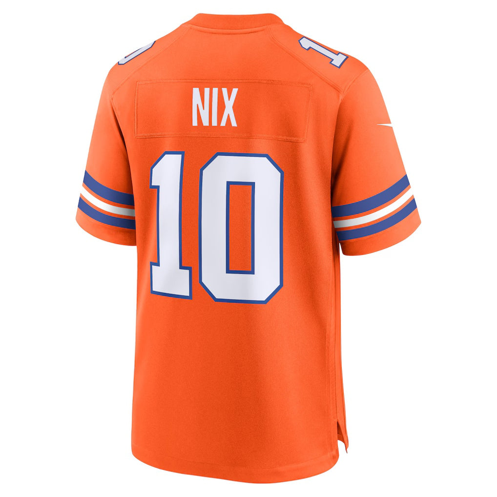 Newshop D.Broncos #10 Bo Nix Orange Mile High Collection 1977 Throwback Player Game Jersey