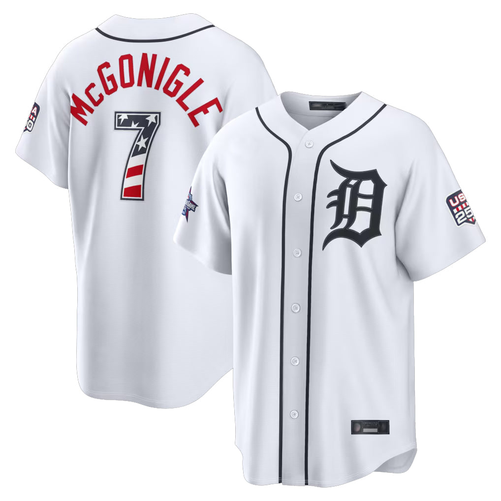 Newshop D.Tigers #7 Kevin McGonigle Player White 2026 All-Star Edition Stars & Stripes Home Game Stitched Jerseys