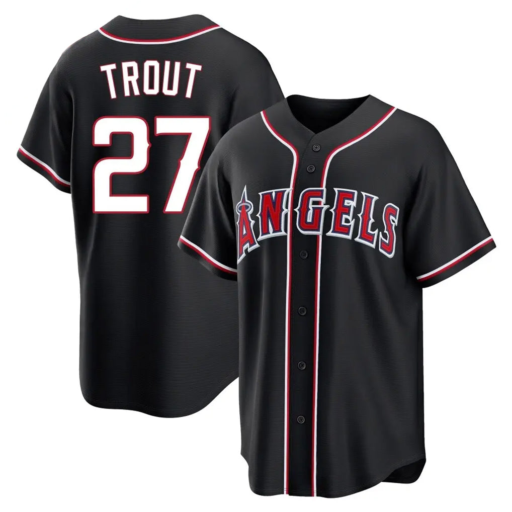 newshops LA.Angels #27 Mike Trout Player Black Fashion Out Home Game Stitched Jerseys