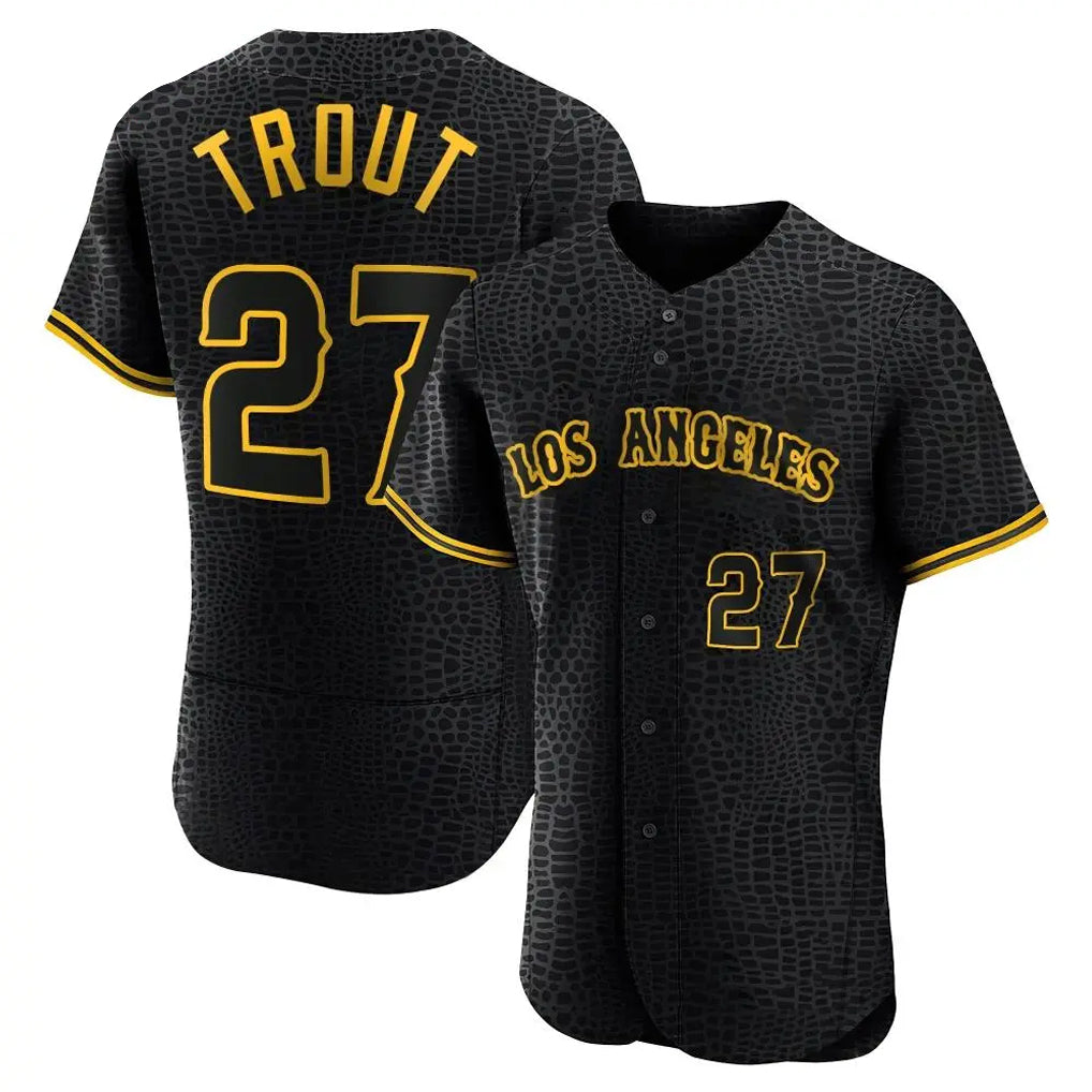 newshops LA.Angels #27 Mike Trout Player Black Snake Skin City Limited Elite Home Stitched Jerseys