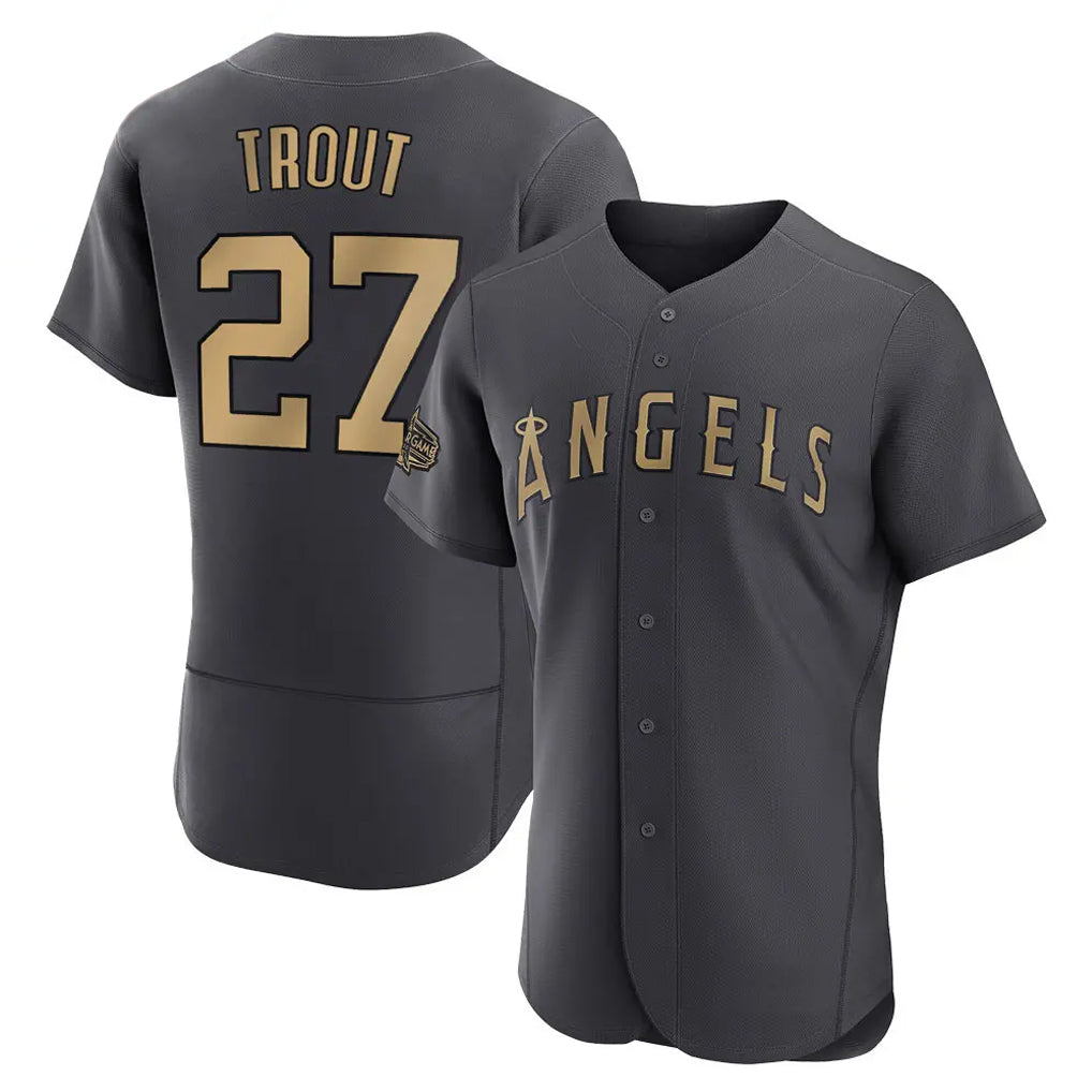 newshops LA.Angels #27 Mike Trout Player Charcoal Limited Elite Game All-Star Stitched Jerseys