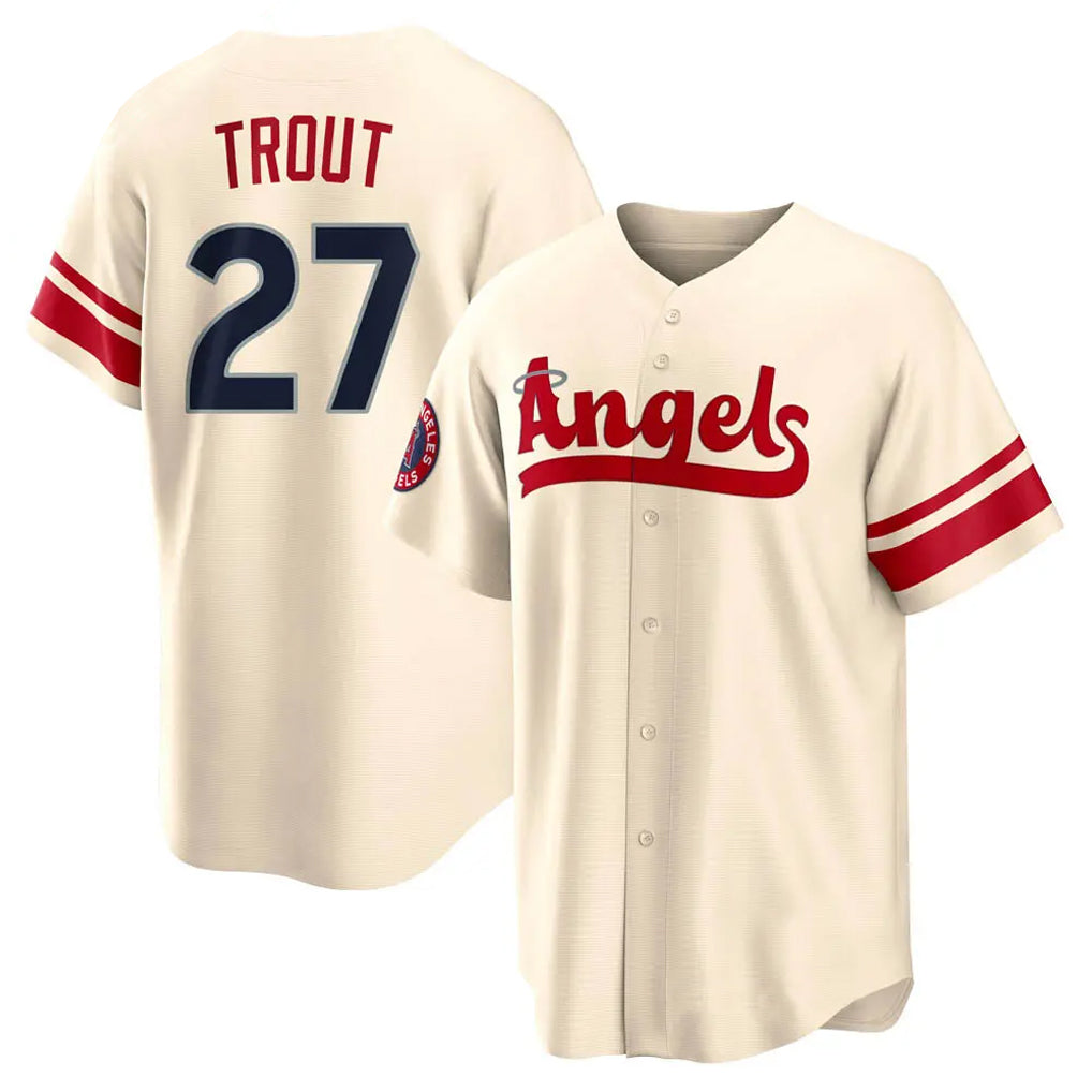 newshops LA.Angels #27 Mike Trout Player Cream City Connect Home Stitched Jerseys