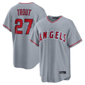 newshops LA.Angels #27 Mike Trout Player Gray Home Game Stitched Jerseys