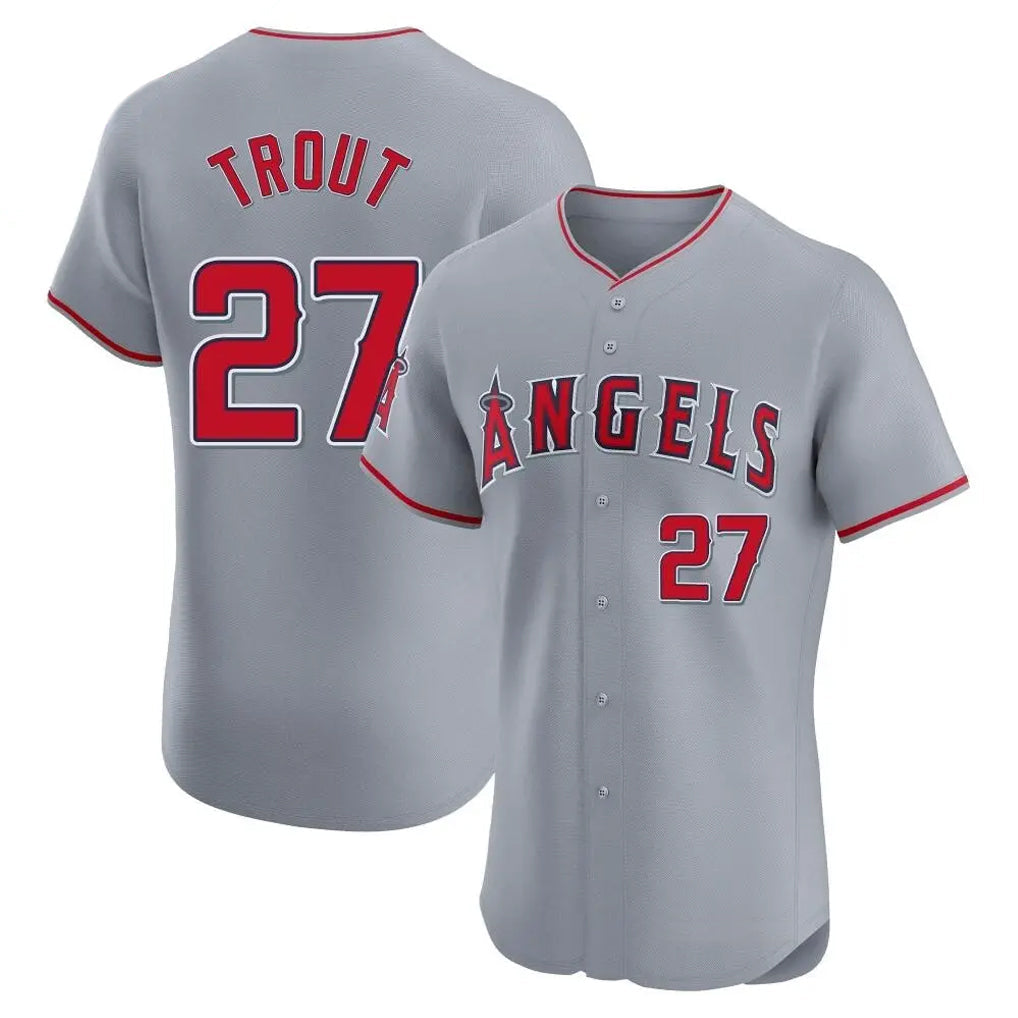 newshops LA.Angels #27 Mike Trout Player Gray Home Limited Elite Stitched Jerseys