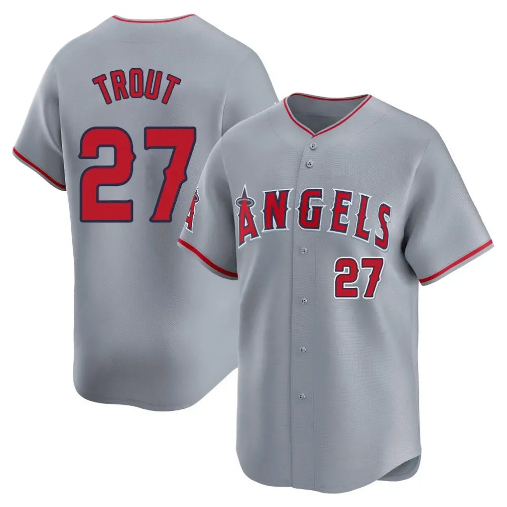 newshops LA.Angels #27 Mike Trout Player Gray Home Limited Stitched Jerseys