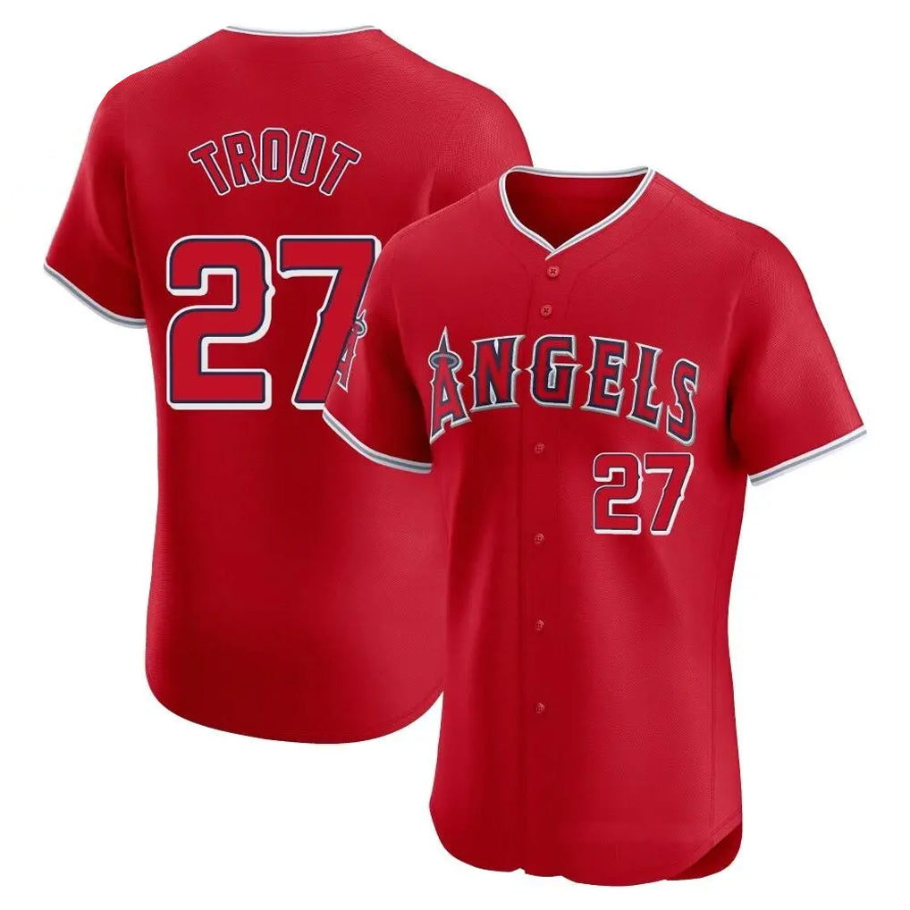 newshops LA.Angels #27 Mike Trout Player Red Home Limited Elite Stitched Jerseys