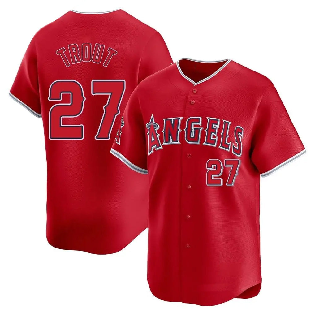 newshops LA.Angels #27 Mike Trout Player Red Home Limited Stitched Jerseys